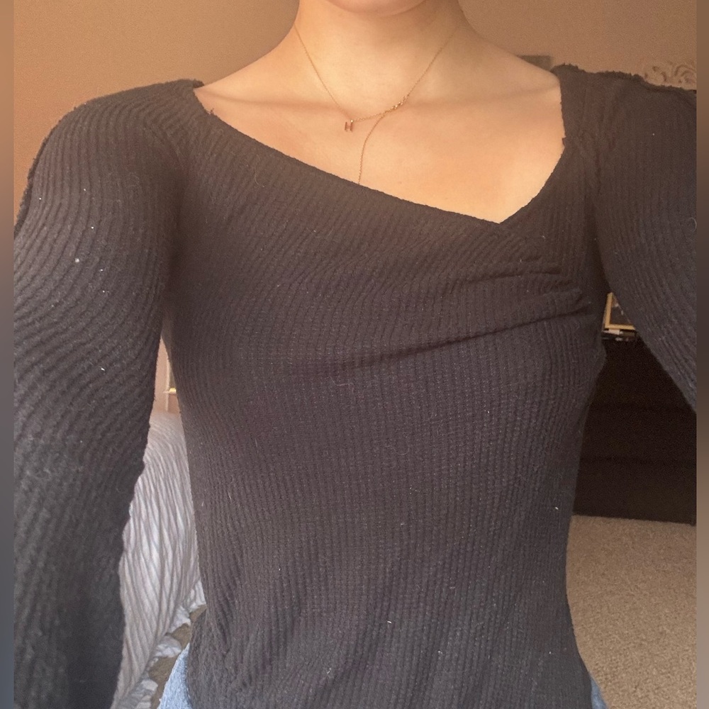 Free People Black Ribbed Bodysuit